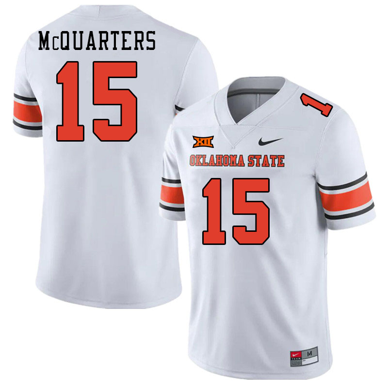 Men #15 Rylan McQuarters Oklahoma State Cowboys College Football Jerseys Stitched-White - Click Image to Close